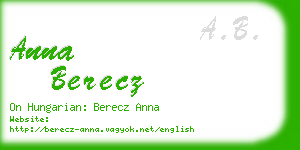 anna berecz business card